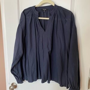 Madewell Blue Long Sleeve Relaxed Blouse